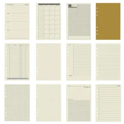 45 Pieces A5 A6 A7 6ring Loose Leaf Notebook Isi Ulang Pengikat Halaman Dalam Anggaran Mingguan Bulanan Garis Dot Grid Kertas Alat Tulis