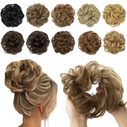 Estyniadau Bynsen Gwallt Synthetig Blêr Curliog Elastig Gwallt Scrunchies Darnau Gwallt Synthetig Chignon Toesen Updo Gwallt Darnau i Ferched