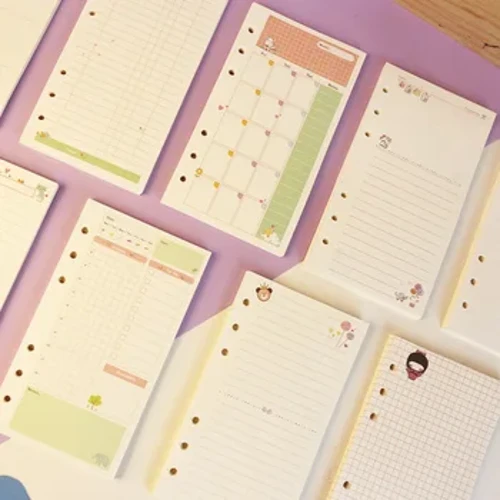 2024Färgfärgad A5 A6 Lösblad Notebook Refill Spiralpärm Innersida Veckovis Månatlig Att göra Linje Prickrutnät Inuti Papper Brevpapper