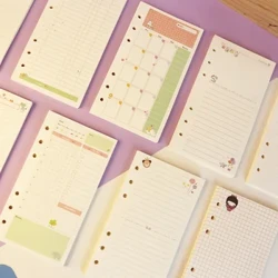 2024 Barvni A5 A6 Loose Leaf Notebook Polnilo Spiralno Binder Notranja stran Tedensko Mesečno Opravila Črta Pika Mreža Notranji Papir Pisalne potrebščine