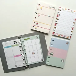 A7 Colorful Loose Leaf Notebook Refill Spiral Binder Inner Page i kēlā me kēia pule i kēlā me kēia mahina e hana ai i ka laina laina i loko o nā mea kākau pepa.