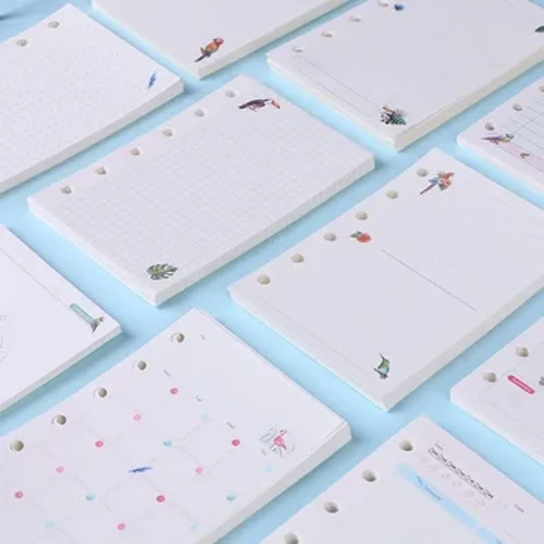 Carnet de notes à feuilles mobiles, 45 feuilles, Kawaii, A5, A6, recharge de papier, reliure à spirale, Index, Pages intérieures, planificateur mensuel, hebdomadaire, quotidien, 2024