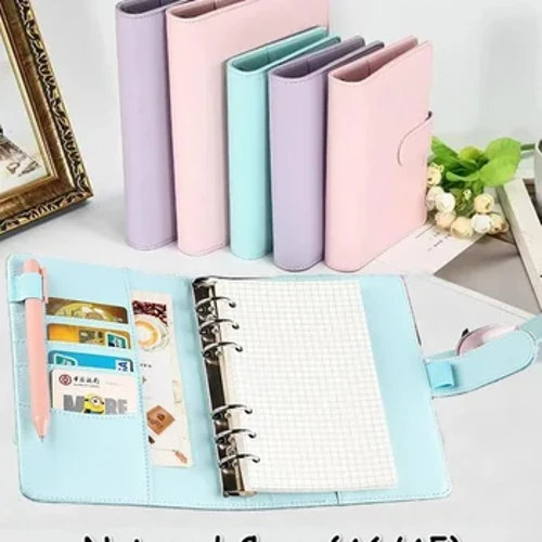 Umbala We-Macaroon A6/A5 PU Isikhumba I-DIY Binder Notebook Ikhava Idayari I-ajenda Yokuhlela Iphepha Lekhava Yesikole Izincwadi Zokubhala