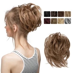 Sünteetiline elastne räpane kukk võltsjuuksed Chignon lokkis Scrunchie updo sõõrik Juuksepaelad Kimp saba blondid juuksed naistele