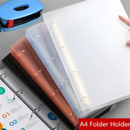 A4 Binder D-Type Punch Folder Lưu trữ văn phòng Vòng tập tin Giấy kiểm tra không thấm nước Thư mục lưu trữ dữ liệu Chất kết dính 4 lỗ Đồ dùng học tập