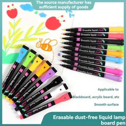 8 waihoʻoluʻu 1-2mm Liquid Chalk Erasable Highlighter Fluorescent Marker Pen for Whiteboard Graffiti LED Hoʻolaha Papa Keʻokeʻo
