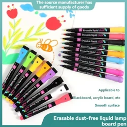 8-barvna 1-2 mm tekoča kreda, izbrisljivi označevalnik, fluorescentni flomaster za belo tablo, grafiti, LED, oglasna tabla, bela