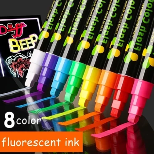 6 mm Cailc Leachtach Inscriosta Culaith Marcála Fluaraiseacha Ard-Aibhsithe LED do Phéinteáil Fuinneog Gloine Blackboard cailc