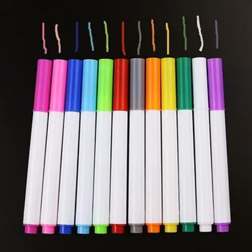 12 pcs sialc hylif sy'n hydoddi mewn dŵr sialc di-lwch y gellir ei ddileu pen lluniadu sialc ar gyfer teils gwydr bwrdd gwyn bwrdd du 12 lliw