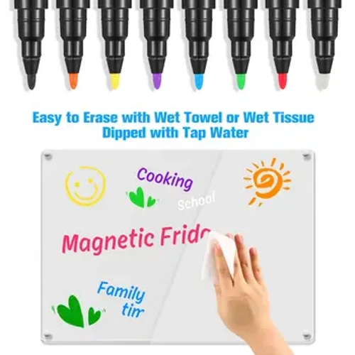 8Pcs/set Magnetic Liquid Chalk Window Mirror Izimpawu Zebhodi Elimhlophe Imidwebo Yezingane Ipeni Elingelona Uthuli Omaka Bekhalenda Le-Acrylic