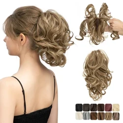 Extensions capillaires synthétiques à pince en queue de cheval, postiche, chignon, faux cheveux naturels noirs et blonds, fausse queue de cochon pour femmes, bricolage
