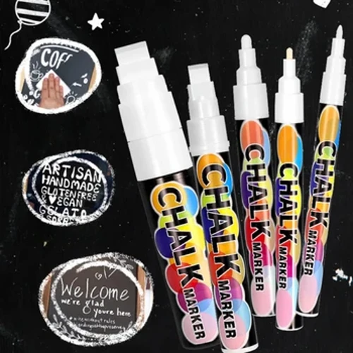 Marqueurs à craie liquide blanche, 5 tailles, craie liquide blanche sans poussière à base d'eau, stylos graffitis pour tableau noir, 5 pièces