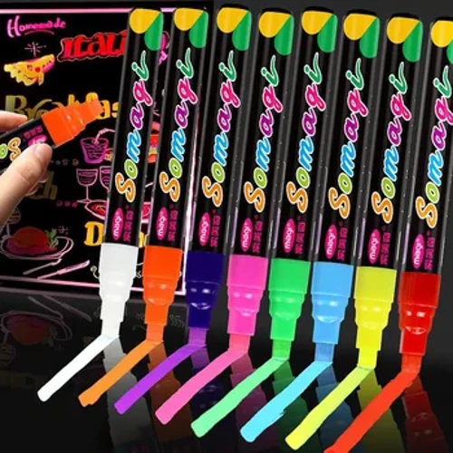 Roise 8 krāsas/komplekts fluorescējošas pildspalvas lampas dēļa pildspalva LED pildspalva fluorescējoša tāfele Gaismas pildspalva Reklāmas pildspalva var noslaucīt šķidru krītu