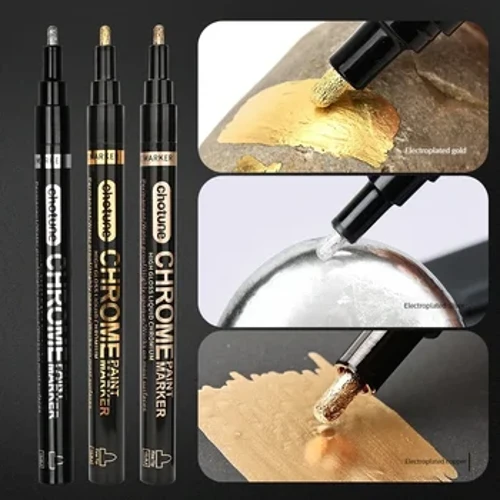Chrom Spiegel Marker Pen DIY Reflektierende Flüssigfarbstifte Silber Gold Marker Chrom Finish Metallic Kunst Bastelstift Farbe
