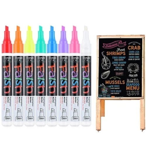 Haile 12 pièces stylos marqueurs à craie liquide effaçables surligneurs stylo LED multi-tableau d'écriture fenêtres en verre tableau noir stylos marqueurs d'art