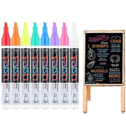 Haile 12 Pcs Liquid Chalk Marker Pens Erasable Highlighters Pen LED Multi Writing Board Glass Windows Blackboard Art Marker Pens