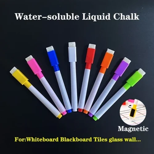 Stylo pour tableau noir sans poussière, marqueur de craie liquide soluble dans l'eau, effaçable pour tableau blanc, fournitures scolaires, fournitures pour enseignants, 8 pièces