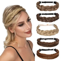 Sarla faixa de cabelo sintética rabo de peixe, tranças de cabelo com cinto ajustável, faixa de cabelo trançada, estilo boêmio, penteado feminino, peças de cabelo