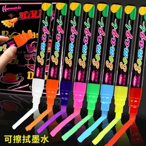 8 Pcs Marker Set Liquid Chalk Marker Pens Erasable Multi Coloured Highlighters Led Writing Board Glass Window Art Marker Pens