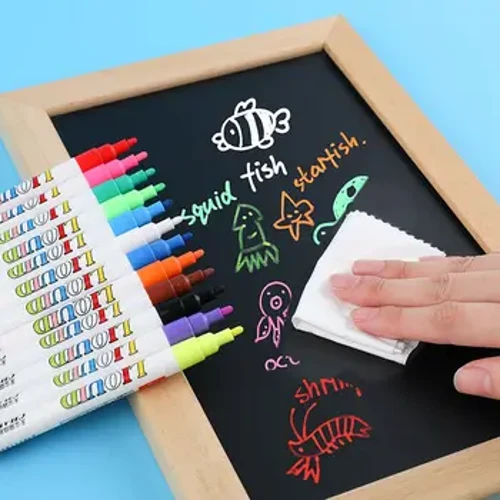 Stylos marqueurs à craie effaçables, 12 couleurs/ensemble, pour fenêtres en verre, tableau noir, autocollants, stylo à encre liquide, outils de tableau, bureau