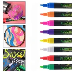 Mehrfarbiger Flüssigkreide-Marker-Stift Glasfenster Kunst Löschbarer Whiteboard-Stift LED-Schreibtafel Fluoreszierender Marker Textmarker