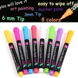 ʻO ka papa Led kala ʻulaʻula e kākau ana i ka papa ʻeleʻele Graffiti Art Marker Pen Liquid Chalk Pen Highlighters Whiteboard Pen.