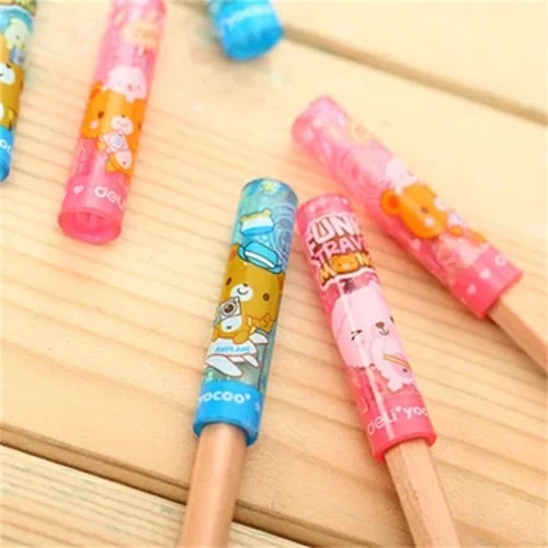 Deli 6Pcs Arth Ciwt Pensiliau nad ydynt yn miniogi Cap Deunydd Ysgrifennu Ysgol Pensil HB Arwain Myfyrwyr sy'n Ysgrifennu Peniau I Blant Cyflenwad Swyddfa