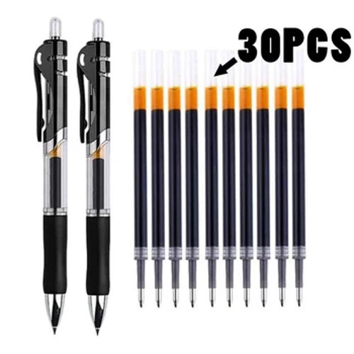 I-retractable Gel Pens Set Itim na pula asul na Tinta na Kulay ng Gel Pen 0.5mm Maaaring Palitan na Refill Mga gamit sa paaralan Stationery at Opisina