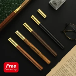 New Vintage Sandalwood Wood Gel Pen Logo pertsonalizatu pertsonalizatua Grabatu izenak Letoizko Txapela Egurrezko boligrafoak Irakasleentzako opariak Eskolako materiala