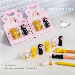 3 pezzi/set Kawaii Cat Pencil Cap Cartoon Silicone Pen Topper Cover per bambini Cute Pencil Extender Materiale scolastico di cancelleria