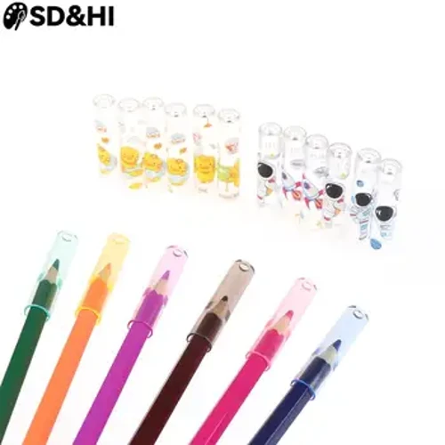 6 Stück/Set, niedliche Bleistiftschutzhülle für Schüler, Stift/Bleistiftverlängerung, Kappe, für Schule und Büro, Schreibwarenbedarf