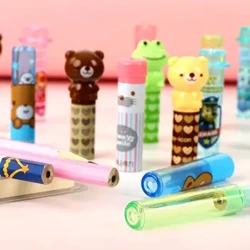 4PCS Pencil Protector Pencil Protective Cover Kawaii Plastic Building Block Pencil Extender Bear Frog Pencil Cap Student