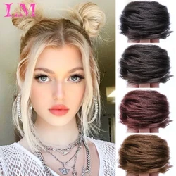 Lm sintético elástico cabelo bun scrunchie encaracolado chignons corda de cabelo alta temperatura natural falso clipe na extensão do rabo de cavalo do cabelo