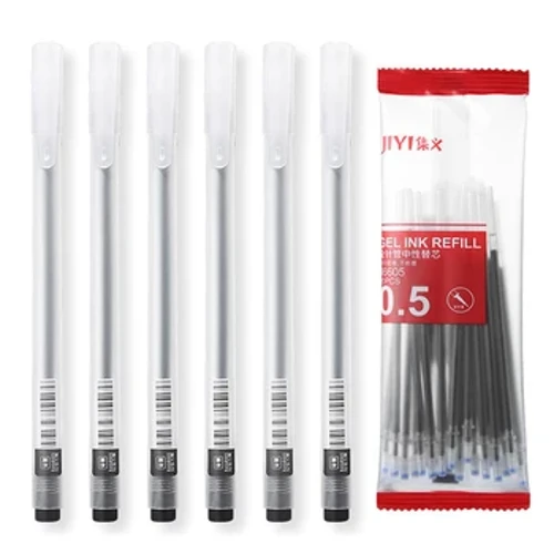 Japanese Simple Style Frosted Capped Gel ink Ballpoint Pens, 0.5mm Fine Point Needle Nib Quick Dry Smooth Writing Blue Refills
