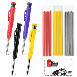 Μηχανικό μολύβι Solid Carpenter with Sharpener Creative Refill Carpentry Marking Scriber Long Head Stationery Supplies