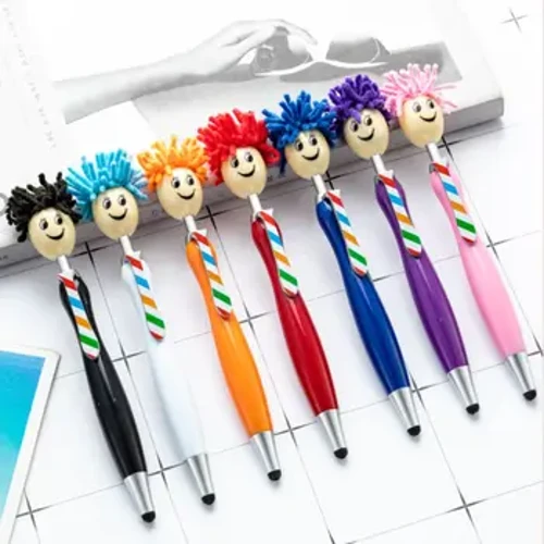 Kalamu za Uso Wenye Tabasamu za Uchoraji wa Ballpoint Kalamu za Nywele za Nyongeza Kichwa Mwanasesere wa Katuni Mwenye Umbo la Kalamu za Kuonyesha Usoni Ubunifu.