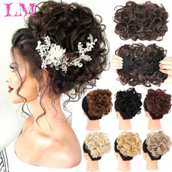 ʻO LiangMo Wahine Wahine Poʻo ʻO ka lauoho nui Bun Curly Chignon me nā paʻi koʻikoʻi i ka uhi lauoho huelo Ponytail Extension Synthetic Natural Fake Hair