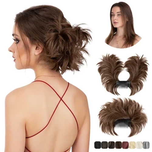 Synthetesch Hoer Bun Extensions Messy Curly Hoer Chignon Scrunchies Clip an Hairpieces Donut Updo Hoer Stécker fir Fraen