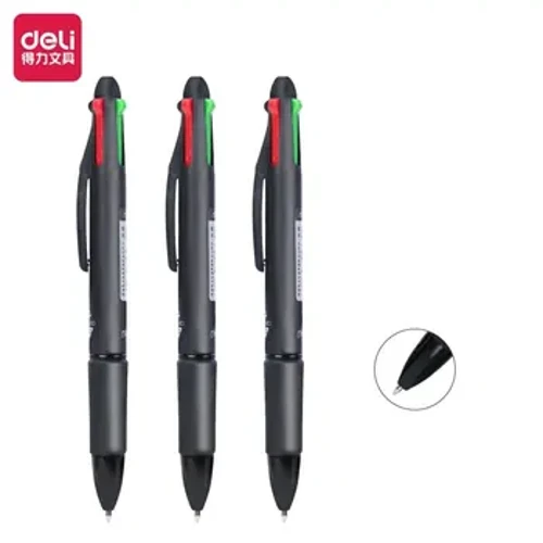 Deli Ceithre Dhath Athrú Peann gránbhiorach Simplí 0.7mm Ceann Bullet Uirlis Scríbhneoireachta Oifig an Mhic Léinn Soláthairtí Scrúdaithe Stáiseanóireachta 12pcs
