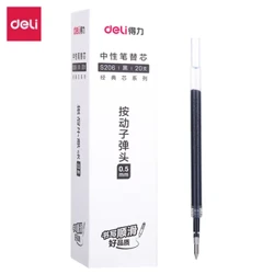 20PCS/BOX Deli S206 0.5mm Spring Head Press Type pulu Ulu Gel Pen Toe Faatumu Uuliuli Lanu Mumu Lanu lanumoana Pogisa 110mm Pen Toe Faatumu