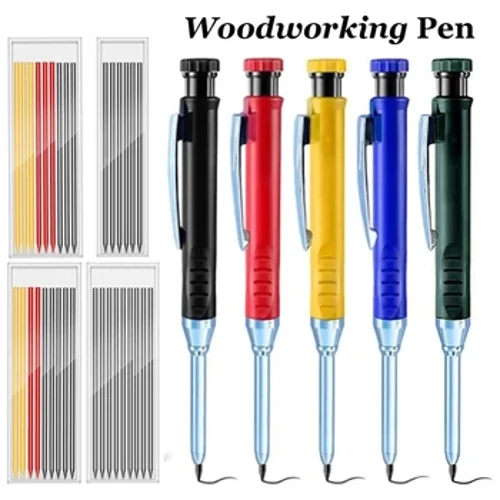 Crayon mécanique de charpentier solide de 2.8mm, pour la Construction du bois, stylo de charpentier à longue tête avec taille-crayon, fournitures de papeterie