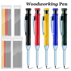 2.8 Mm Solid Tukang Kayu Pensil Mekanik untuk Konstruksi Kayu Kepala Panjang Tukang Kayu Pena dengan Rautan Perlengkapan Alat Tulis