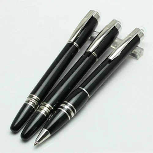 Hochwertiger Monte-Kugelschreiber/Rollerballstift/Füllfederhalter, Luxus-MB-Stift, schwarzes Harz Metall eingelegter Kristallkopf, bestes Geschenk