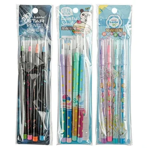 Lápis de múltiplas cabeças, 4 unidades, não afiar, mecânico, substituir recargas, caneta automática, papelaria coreano, material de escritório escolar
