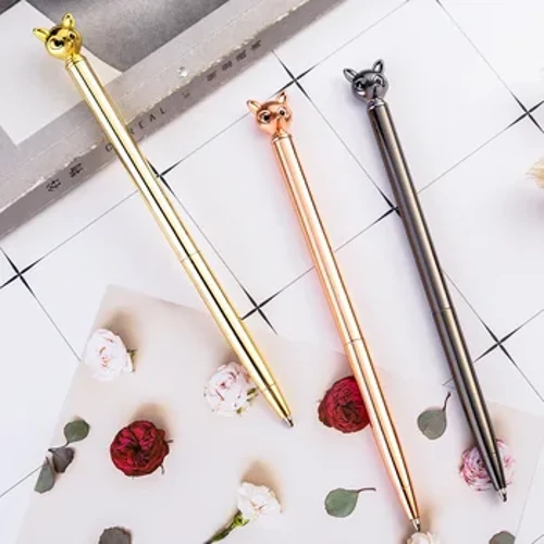 5 tk/partii Pastapliiats Metal Fashion Fox Head Styling Pen Promotion King Reklaampliiats Uudsed pliiatsid kirjatarvete kirjutamiseks
