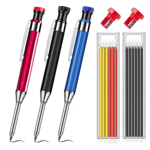 Amapensela e-Metal Long Headed Deep Hole Woodworking, Amapensela Obuchwephesha Bonjiniyela Wokusebenza Ngokhuni, Amapeni Okumaka, Ama-Graphite Refills
