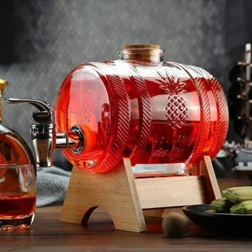 Decantador de vinho de uísque com suporte de madeira para licor, utensílios de bar Scotch Bourbon, utensílios de vidro sem chumbo, moda clássica