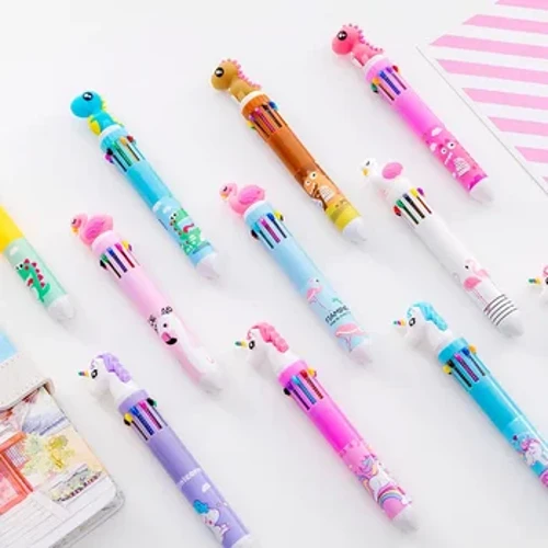 10 stks Flamingo Eenhoorn Dinosaurus Cartoon Hoofd Tien Kleur Gekleurde Balpen Student Briefpapier Doodle Pen Groothandel