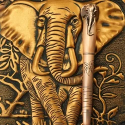 Fuliwen Elephant Vintage Metal Rollerball Pen Peni Meaalofa Kopa Mumu 0.5mm mo le api api api talaaga Elephant Head Cap, peni saini.