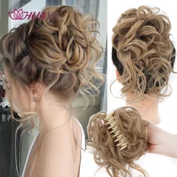 HUAYA synthétique désordre bouclés griffe cheveux Chignon Chignon Extensions de cheveux Scrunchy faux faux cheveux avec queue pour les femmes postiches